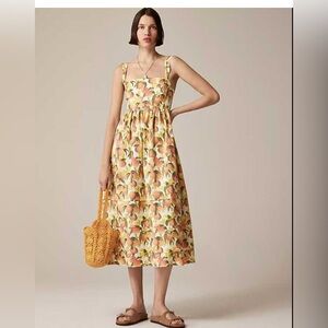 J. Crew Peach and Green Floral Midi Dress